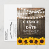 Rustieke datum wijzigen | Evenement uitgesteld Aankondigingskaart (Voorkant / Achterkant)