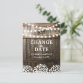 Rustieke datumwijziging | Huwelijk uitgesteld Aankondigingskaart (Staand voorkant)