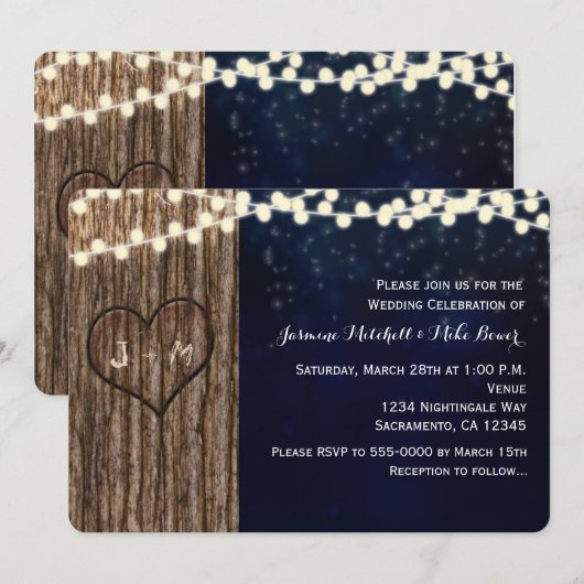 Rustieke de Boom Gesneden Uitnodiging van het (Voorkant / Achterkant)