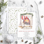 Rustieke Decking Nieuwe Zalen Bewegende Aankondigi Feestdagenkaart