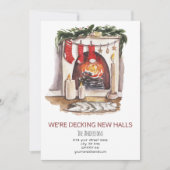 Rustieke Decking Nieuwe Zalen Bewegende Aankondigi Feestdagenkaart (Voorkant)