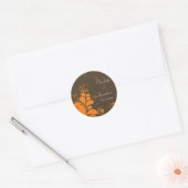 Rustieke deco bladeren wervelingen herfst bruiloft ronde sticker (Envelop)