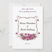 Rustieke decoratieve bloemenbruiloft Bewaar de dat Save The Date (Voorkant)