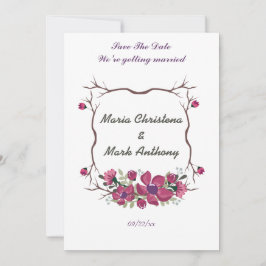 Rustieke decoratieve bloemenbruiloft Bewaar de dat Save The Date