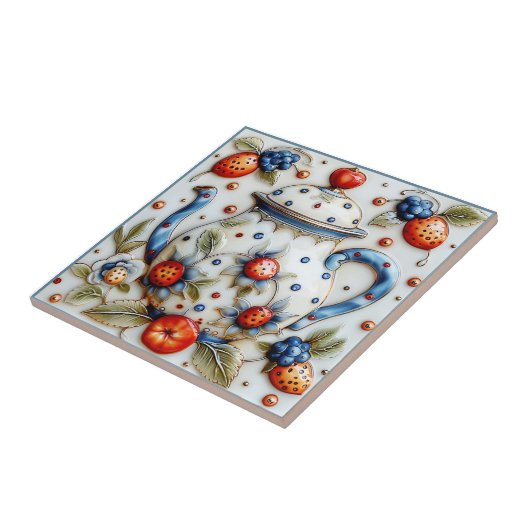 Rustieke Decoratieve Boerderij  Theepot Tegeltje (Zijkant)