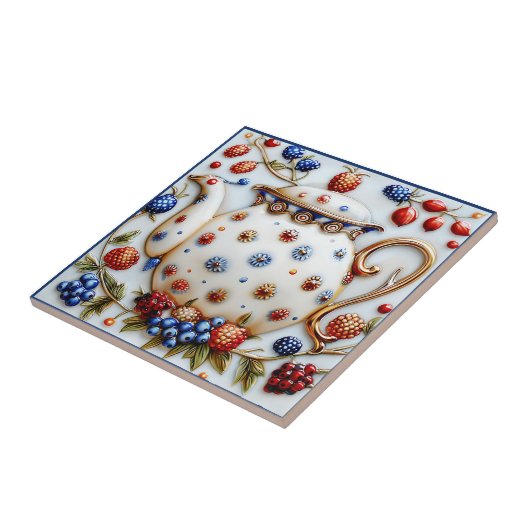 Rustieke Decoratieve Boerderij  Theepot Tegeltje (Zijkant)