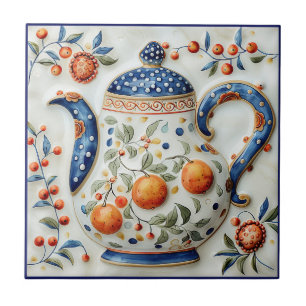 Rustieke Decoratieve Boerderij Theepot Tegeltje