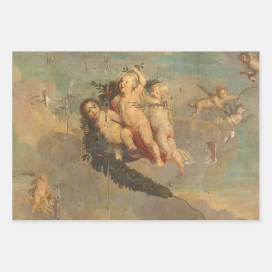  rustieke decoupage angels engel cherub inpakpapier vel (Voorkant)