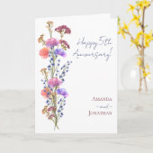 Rustieke delicate acryl bloemen + jute Jubileum Kaart (Gele Bloem)