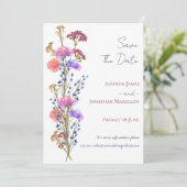 Rustieke delicate acryl bloemen sparen de datum kaart (Staand voorkant)
