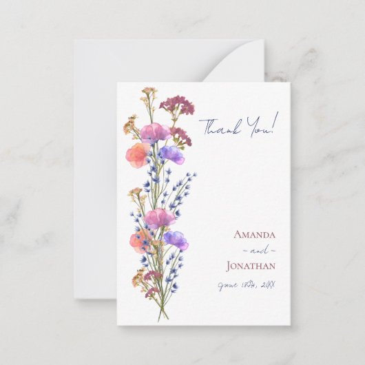 Rustieke delicate acryl bloemenbruiloft dank u notitiekaartje (Voorkant)