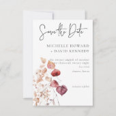 Rustieke delicate Bourgogne & Rust herfstbladeren Save The Date (Voorkant)