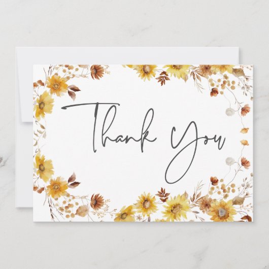 Rustieke delicate Herfst bloemenkrans bruiloft Bedankkaart (Voorkant)
