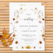 Rustieke delicate Herfst bloemenkrans bruiloft Kaart