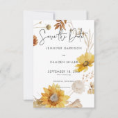 Rustieke delicate Herfst bloemenkrans bruiloft Save The Date (Voorkant)
