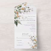 Rustieke delicate Tan Herfst Wildbloemen Geen dine All In One Uitnodiging (Binnen)