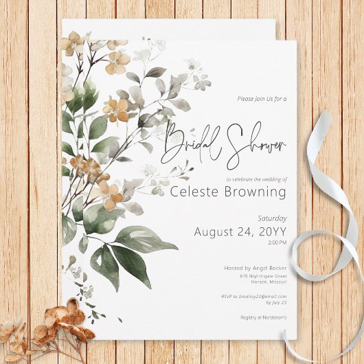 Rustieke delicate Tan Herfst Wildflowers Vrijgezel Kaart