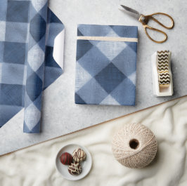Rustieke denim blauwe boerderij check vervaagde ru cadeaupapier