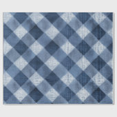 Rustieke denim blauwe boerderij check vervaagde ru cadeaupapier (Vlak)