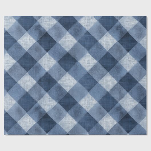 Rustieke denim blauwe boerderij check vervaagde ru cadeaupapier (Vlak)