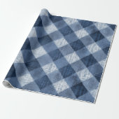 Rustieke denim blauwe boerderij check vervaagde ru cadeaupapier (Uitgerold)