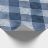 Rustieke denim blauwe boerderij check vervaagde ru cadeaupapier (Hoek)