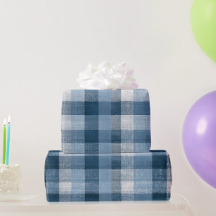 Rustieke denim blauwe boerderij check vervaagde ru cadeaupapier