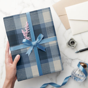 Rustieke denim blauwe boerderij check vervaagde ru cadeaupapier