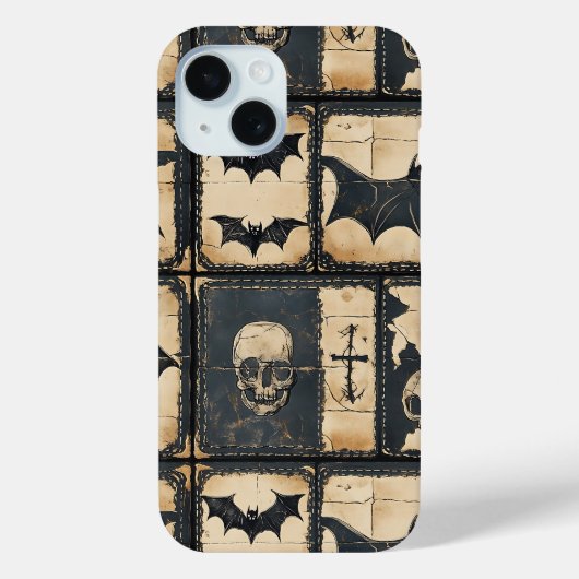 Rustieke denim Halloween patchwork patroon Case-Mate iPhone Case (Achterkant)