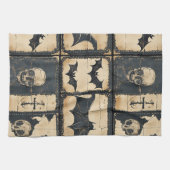Rustieke denim Halloween patchwork patroon Theedoek (Horizontaal)