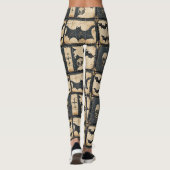 Rustieke denim Halloween patchworkpatroon Leggings (Achterkant)