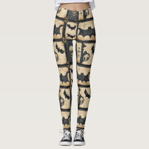 Rustieke denim Halloween patchworkpatroon Leggings