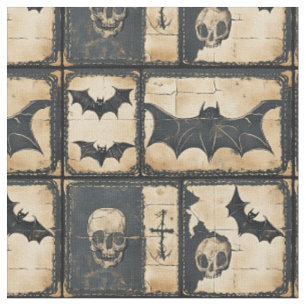 Rustieke denim Halloween patchworkpatroon Stof