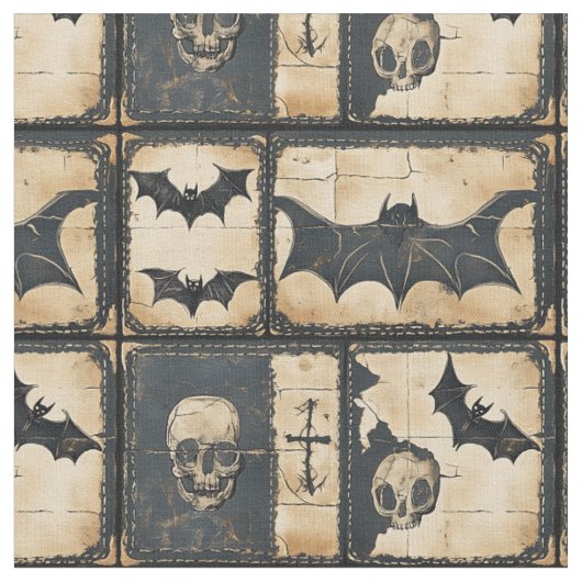 Rustieke denim Halloween patchworkpatroon Stof (Close Up)