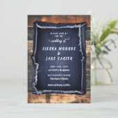 Rustieke denim handgeschreven country cowboy bruil kaart (Staand voorkant)