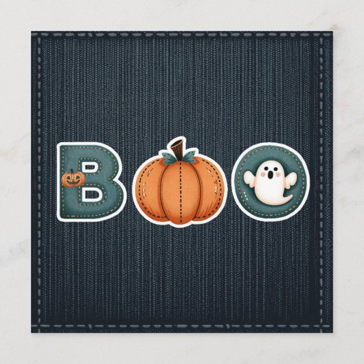 Rustieke Denim Jean Pumpkin Ghost BOO Baby shower Menu (Achterkant)