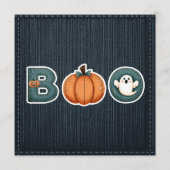 Rustieke denim jeans Pompoen spook BOO Baby Shower Menu (Achterkant)