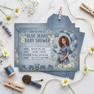 Rustieke Denim Jongens Baby Shower Blauwe Jean Mad Kaart