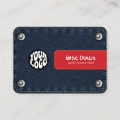 Rustieke Denim Patch Visitekaartje | Donkerblauwe (Voorkant)