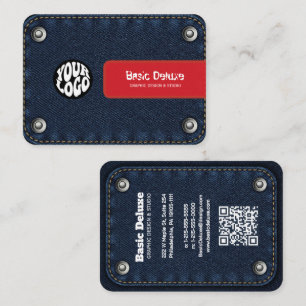 Rustieke Denim Patch Visitekaartje Donkerblauwe