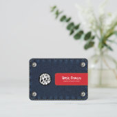Rustieke Denim Patch Visitekaartje | Donkerblauwe (Staand voorkant)