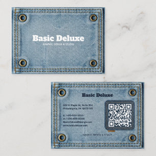 Rustieke Denim Patch Visitekaartje Donkerblauwe