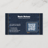 Rustieke denim patch visitekaartje | Donkerblauwe (Achterkant)