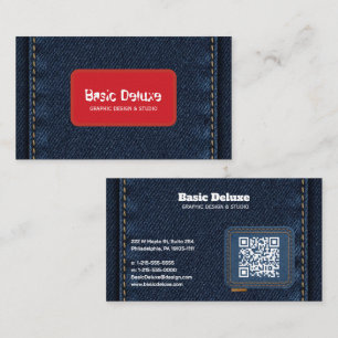 Rustieke denim patch visitekaartje Donkerblauwe