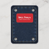 Rustieke denim patch visitekaartje | Donkerblauwe (Voorkant)