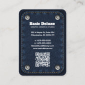 Rustieke denim patch visitekaartje | Donkerblauwe (Achterkant)