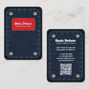 Rustieke denim patch visitekaartje Donkerblauwe