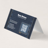 Rustieke Denim Patch Visitekaartje | Donkerblauwe  (Achterkant)