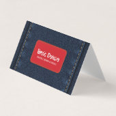 Rustieke Denim Patch Visitekaartje | Donkerblauwe  (Voorkant)