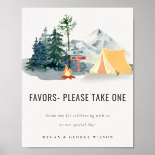 Rustieke dennen Bossen Camping Favors Baby shower  Poster